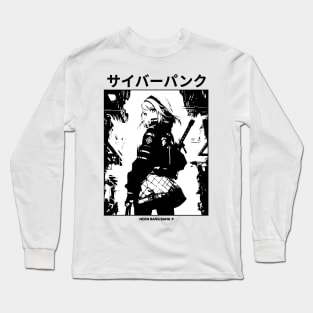Cyberpunk Girl Manga Aesthetic Goth Grunge Japanese Waifu Anime Streetwear | White Long Sleeve T-Shirt